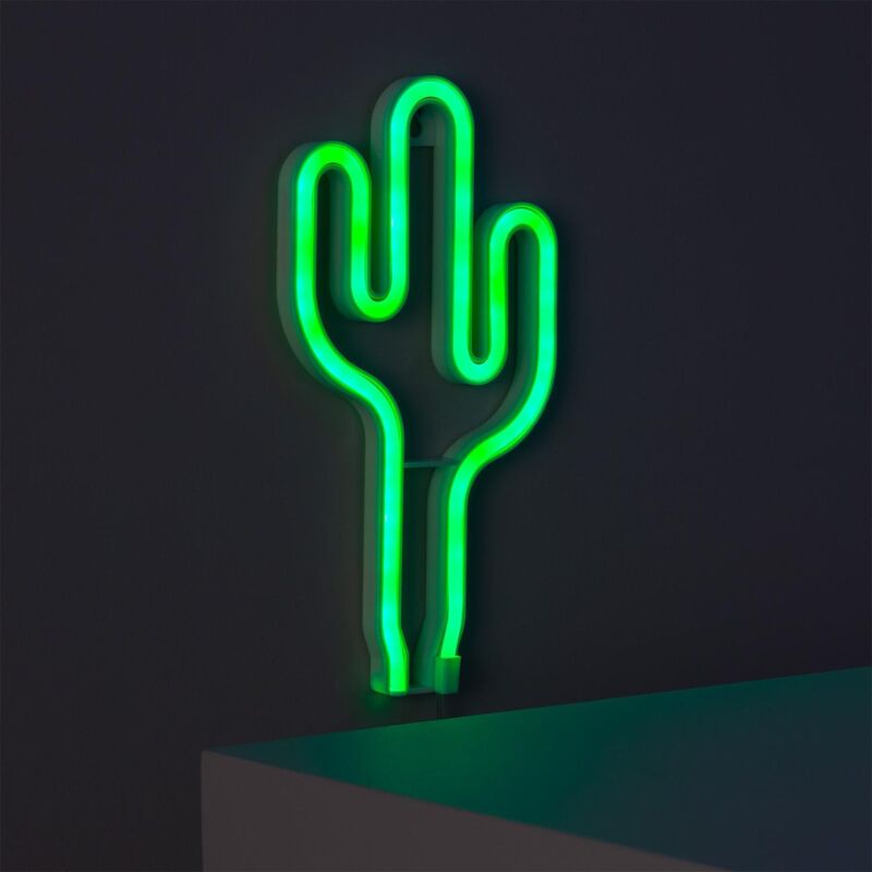 Ledkia – Néon LED cactus à piles vert – Alimentation 3 piles AA – Matériau haute résistance – Éclairage décoratif pour espaces intérieurs