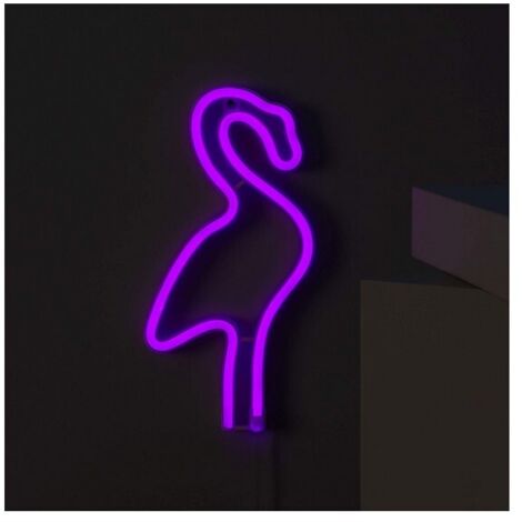 Neón LED Flamingo con Batería Rosa
