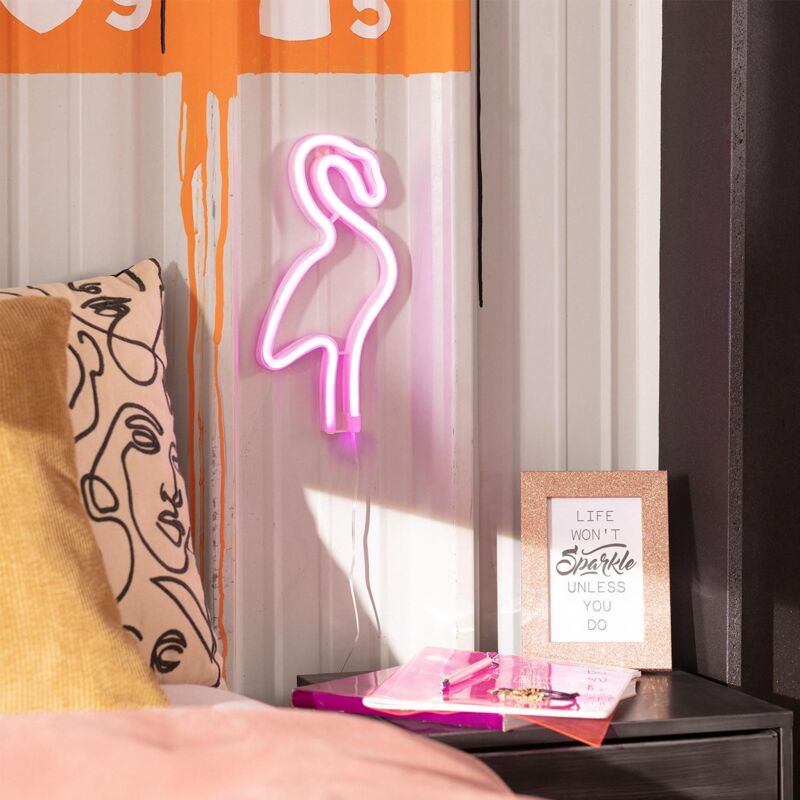 Néon led Flamingo à Piles Rose