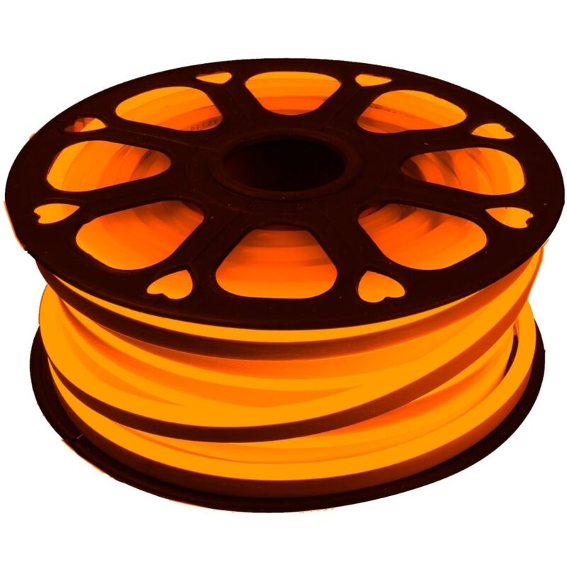 

Tira LED NEON flexible 25m, Color luz naranja 12VDC 8 * 16mm, corte 1cm, 12W 100 led/m SMD2835, decoración, formas, cartel led - Jandei