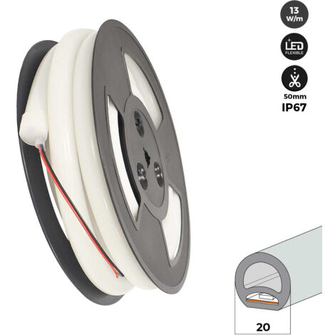 Néon LED flexible circulaire 360º - 24V DC - Ø20mm - 5 mètres - - Blanc Chaud