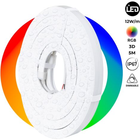 Néon LED flexible RVB 3D - 16x16mm - 5m - Kit complet -12W/m