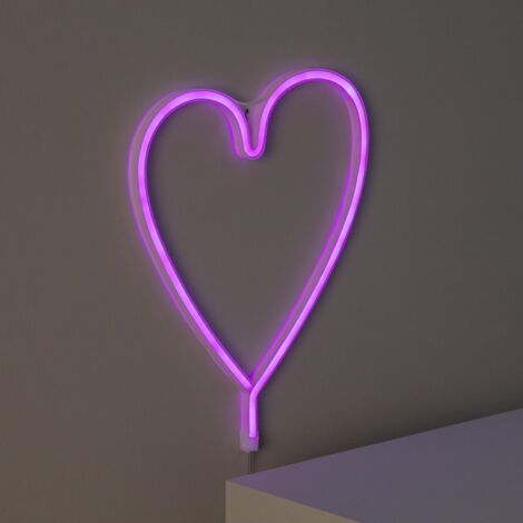 Néon LED Heart à Piles  Rose