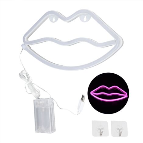 Neon-LED-Licht in Lippenform, USB- oder batteriebetrieben, dekoratives Nachtlicht für Schlafzimmer, Bar, Party