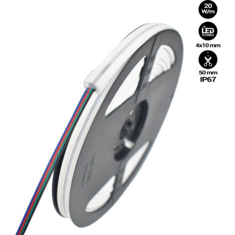 Néon LED RGB flexible - 24V/DC 4x10mm - 5 mètres - Kit complet -