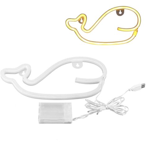 Neon Light Whale Shape LED Neon Sign Lamp Home Bedroom Party Holiday Decoration Birthday GiftWarm Light