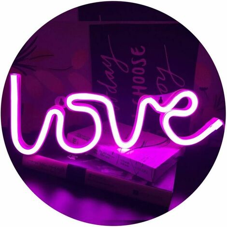 Néon Love Signs Light LED Amour Art Décoratif Signe de Chapiteau - Décoration Murale/Décoration de Table pour Fête de Mariage Salle Enfants Salon Maison Bar Pub Htel Plage Récréatif (Rose) GrooFoo