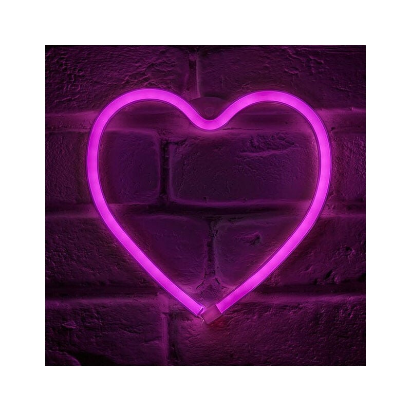 Néon mural à piles Cœur rose Ostaria