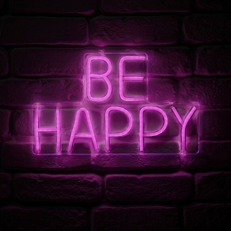 Néon mural usb Be Happy rose Ostaria
