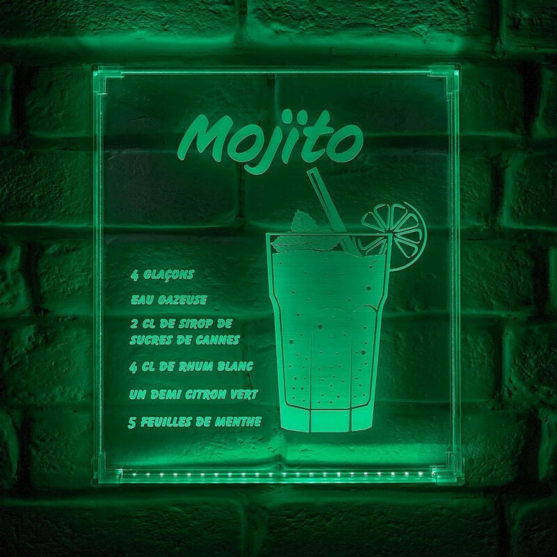 Néon mural usb recette du Mojito Ostaria