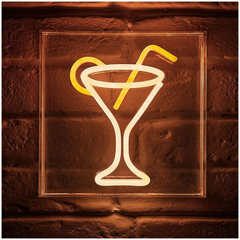 Néon mural USB Verre cocktail Ostaria