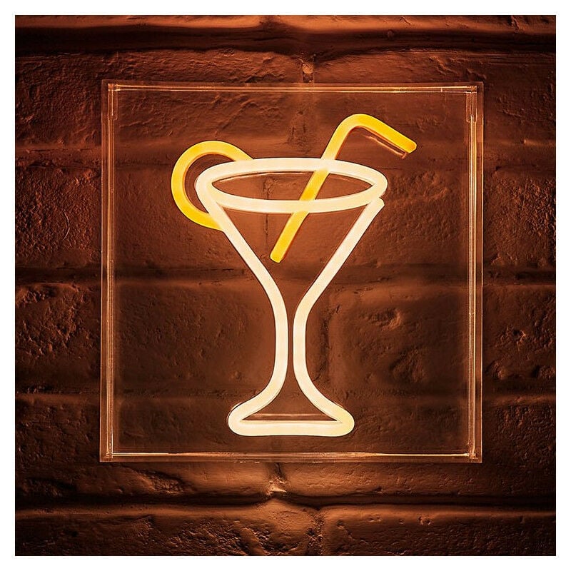 Néon mural usb Verre cocktail Ostaria
