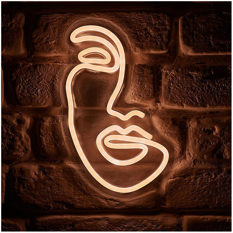 Néon mural usb Visage blanc chaud Ostaria