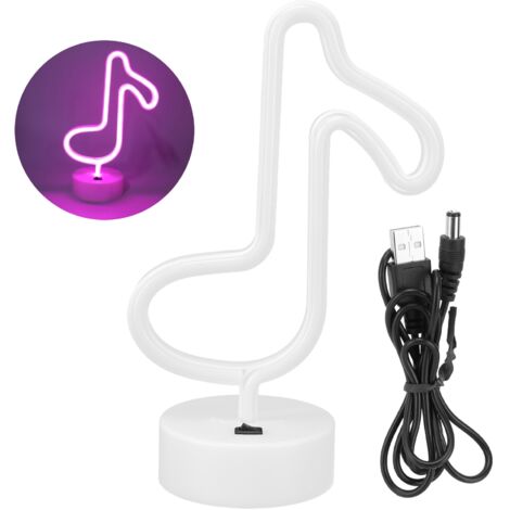 Neon-Schreibtischlampe – Einzigartiges musikalisches Nachtlicht – Dekoration für Tisch, Schlafzimmer, Kinderzimmer – Rosa – Sanftes LED-Licht, stabiler Standfuß, USB- oder Batteriebetrieb, ABS+PVC, Ma