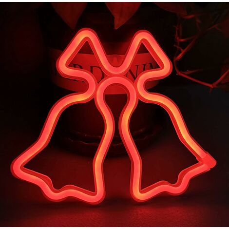 main image of "Neon Sign,Bell Neon Lights for Bedroom Wall,Red LED Neon Light Sign,Battery/USB Powered Night Light for Bedroom,Party,Weeding,Christmas Decoration [Energy Class A++]"