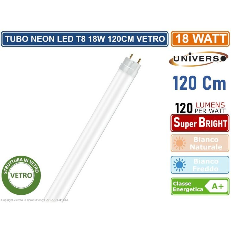 Universo - tubo led smd in vetro T8 G13 18W