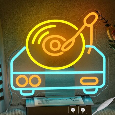 Néons platine vinyle rétro : néons vinyle colorés, lumières musicales LED à intensité variable, pour bars et ambiances festives