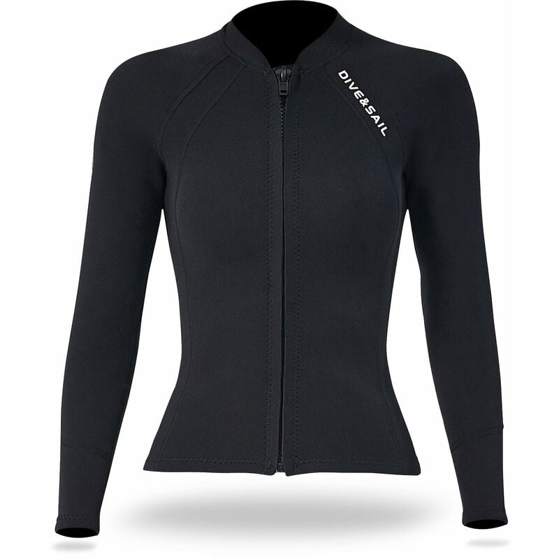 

Neopreno de 2 mm Hombres Mujeres Buceo Top con cremallera frontal Trajes de neopreno Chaqueta de manga larga Traje de neopreno para esnorquel Buceo
