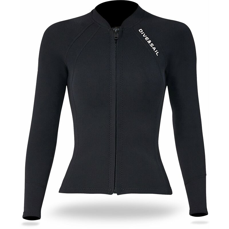 

Neopreno de 2 mm Hombres Mujeres Buceo Top con cremallera frontal Trajes de neopreno Chaqueta de manga larga Traje de neopreno para esnorquel Buceo