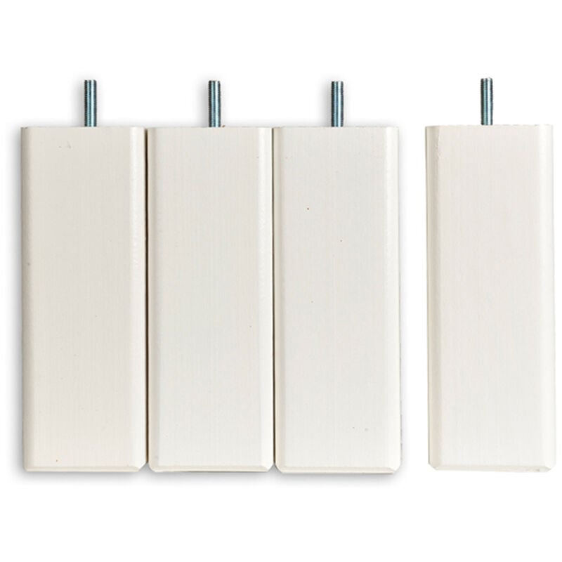 Literie Jeu de pieds de lit carrés en bois Blancs Hauteur 15 cm (lot de 4) - Bellecour