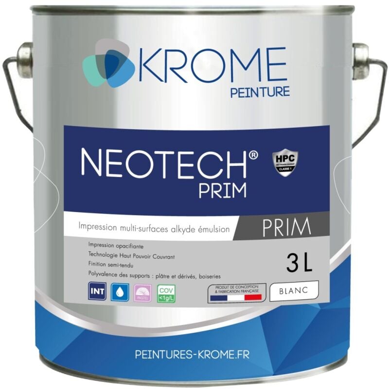 Krome Neotech Prim Peinture d'impression Murs et Plafonds - Intérieur Couleur: Blanc - Conditionnement: 3L