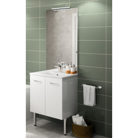 Meuble suspendu sous vasque 60cm avec 2 portes blanc et pieds ajustables – Panneaux mélaminés – Système soft close – A2310976 – Neova