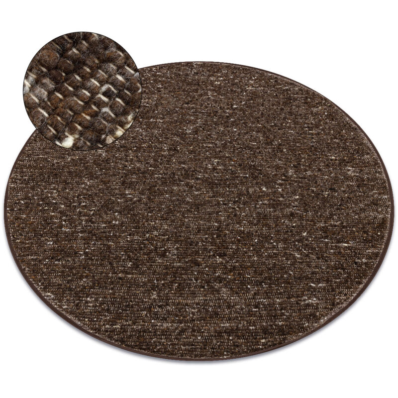 Rugsx - nepal 2100 circle tabac brown carpet - woolen, double-sided, natural brown round 160 cm