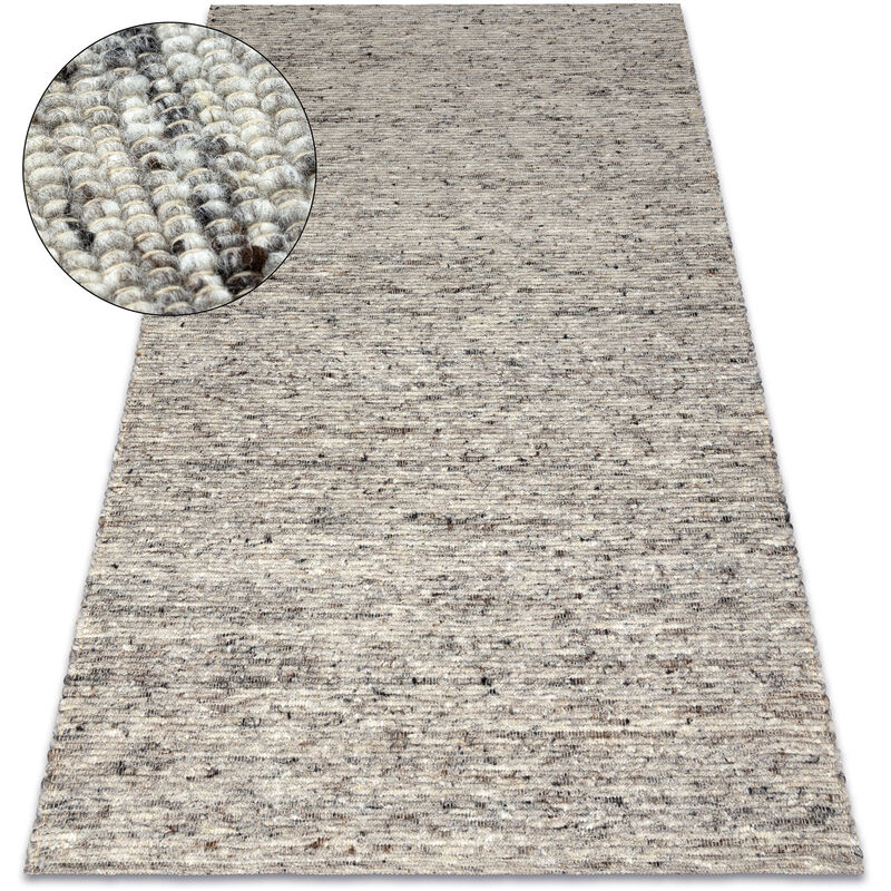 Rugsx - nepal 2100 natural grey - woolen, double-sided, natural grey 60x100 cm