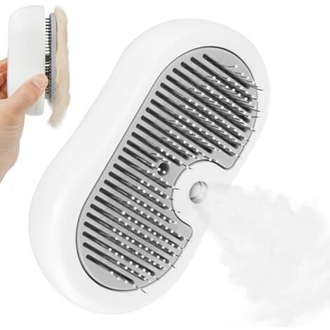 Nepfaivy Brosse Vapeur Chat Rechargeable - Brosse Vaporisateur pour Chat Poil Long et Court avec Bouton de Déclenchement, Nettoyeur Vapeur pour Chien et Animaux de Compagnie Élimine Les Poils