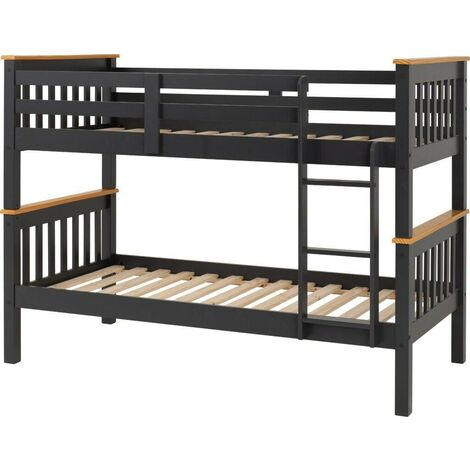 Neptune 3 Feet Bunk Bed - L104 x W204.5 x H151 cm - Grey/Oak Effect