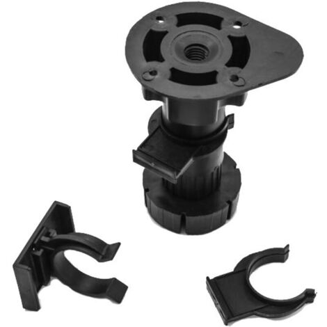 Nero, 95 mm Set di 4 piedini regolabili con accessori per cucina/bagno, in plastica