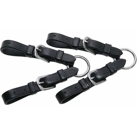 nero - Attaches gagnantes pour pelham réglable en cuir italien et boucles en acier inoxydable