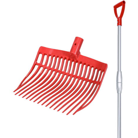Nero - Forca in plastica ultra resistente con denti flessibili e manico telescopico 75-115 cm