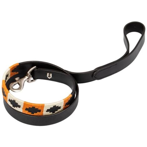 Nero - Guinzaglio per cane modello Polo N con motivo geometrico bianco e giallo