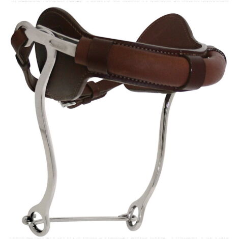 nero - Hackamore en acier inoxydable recouvert de cuir avec sous-barres