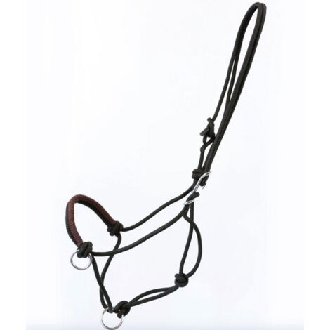 nero / marrone - Cavezza noseband con nodi e anelli per agganciare le redini