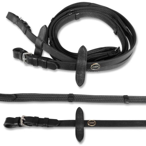 Nero - Redini per equitazione in tessuto con rivestimento in gomma