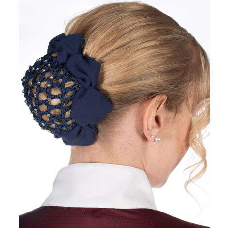 nero - Rete per capelli con strass per concorsi ippici modello Crystal
