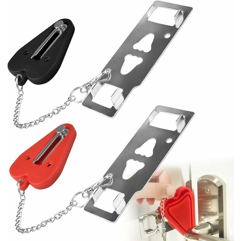 Nero + Rosso - 2 Pezzi Serrature per Porte