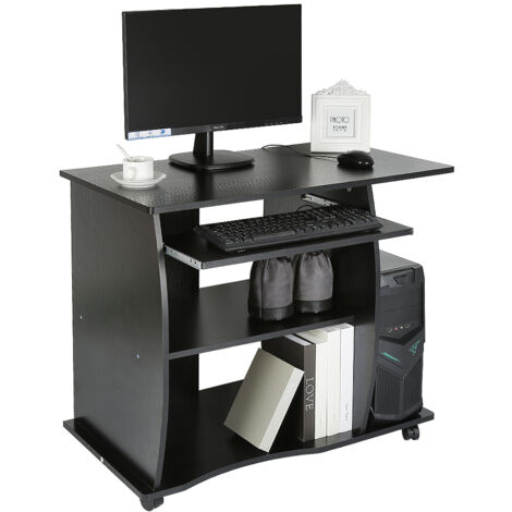 (Nero) Scrivania per computer Tavolo da ufficio Tavolo da computer, mobile per computer, 90 x 50 x 75 cm