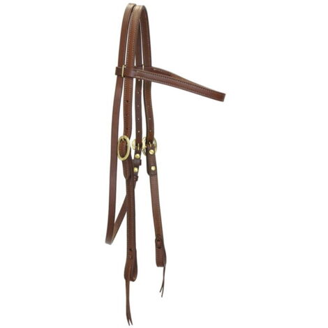 nero - Têtière western Triple S en cuir huilé lisse avec boucles en laiton