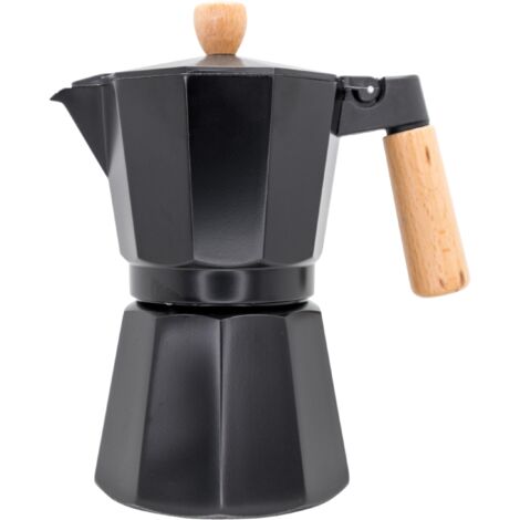 NERTHUS FIH 1252 Caffettiera Italiana a Induzione 6 tazze Design Nero Legno