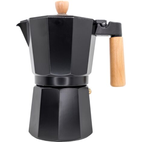 NERTHUS FIH 1253 Caffettiera Italiana a Induzione 9 tazze Design Nero Legno