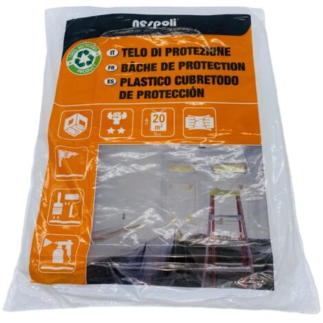Nespoli Copertine in plastica riciclata, resistenza media, 4 x 5 m, 20 m², per tutti i tipi di lavori fai da te, durevole, protezione contro polvere, sporco, lavori di verniciatura, uso interno ed
