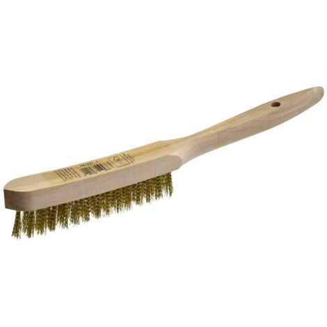 Nespoli Drahtbürste 2-reihig gerade Messing 28,5 x 2,2 cm -Griff Drahtbürste