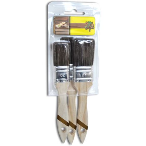 Nespoli Kit Pennelli Piatto - Set di 3 Pennelli Verniciatura Legno - Manico Plastificato Beige - Misura 14 x 28 x 2 cm