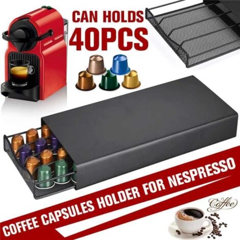 Nespresso Porte Capsule de Café Pod Support de Tiroir de Rangement en Métal pour 40 Pcs