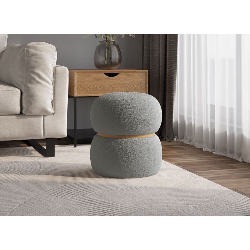 Deco In Paris - nessy - Pouf design en tissu effet peau de mouton gris nessy