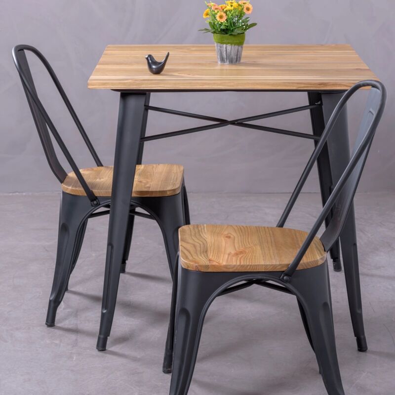 Nest Dream - Chaise en métal avec assise en bois - Bistro - Noir Nest Dream - Chaise en métal avec assise en bois - Bistro - Noir