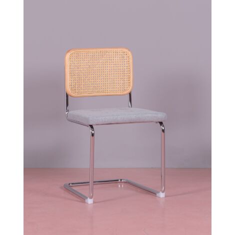 Nest Dream - Silla de comedor retro con cojín y - Cesca - Gris